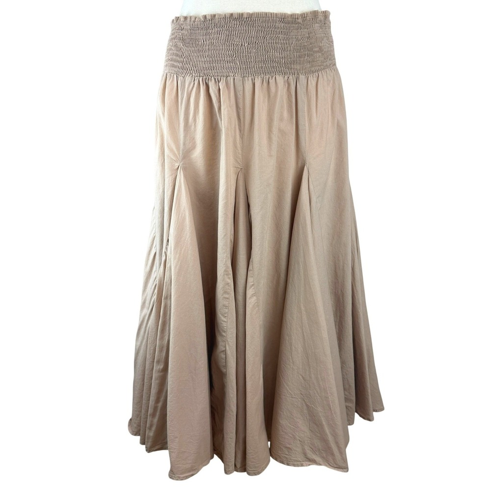 GRACE ELEMENTS Womens (L) Tan Festival Cotton Maxi Skirt Boho Fairy Goth Flowy